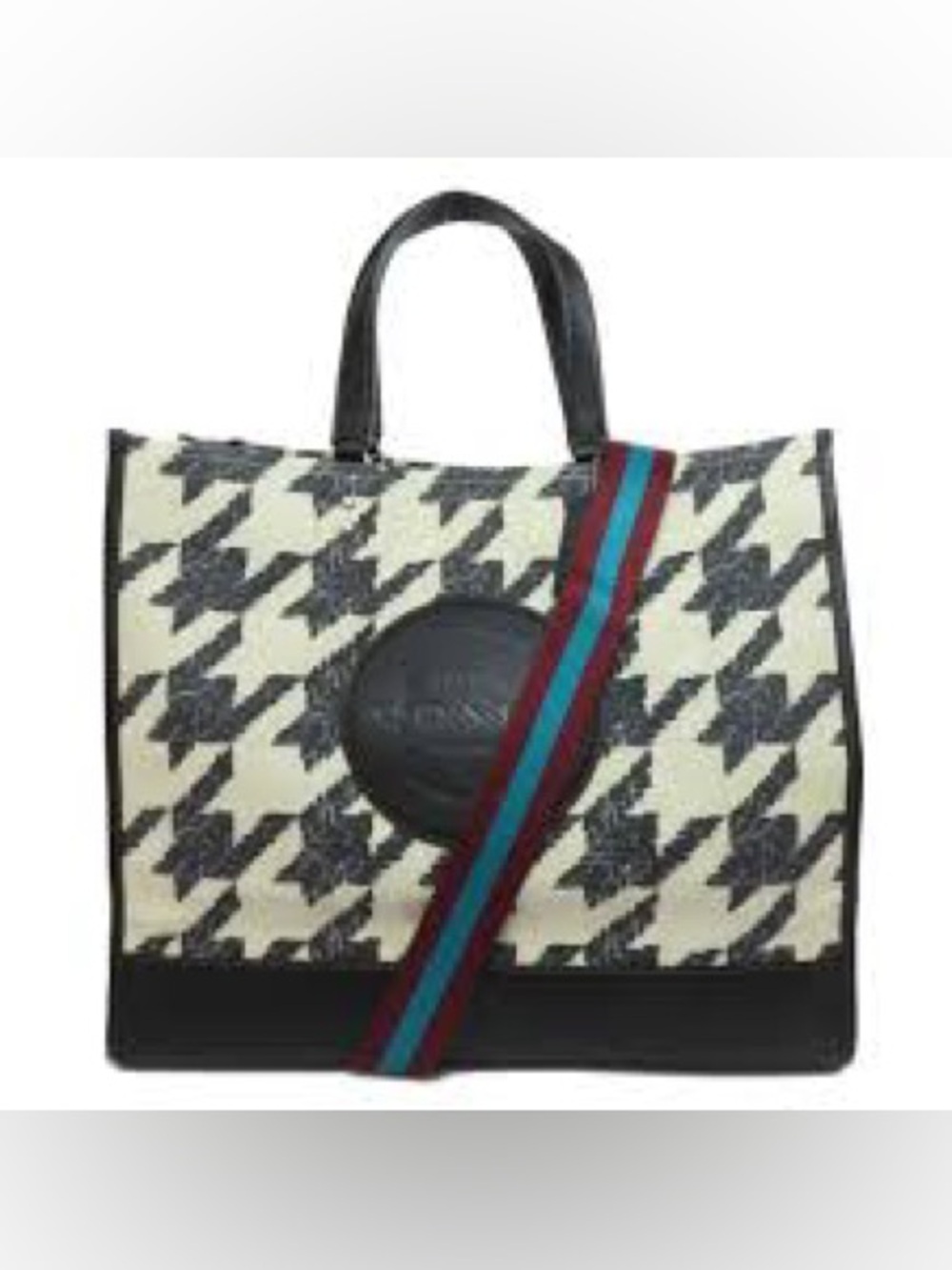 Coach CJ624 Dempsey Tote 40 With Houndstooth Print And Patch in Cream/Black - Picture 16 of 16